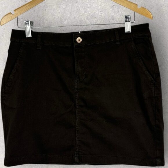 H&M Brown Mini Skirt Womens Size 10 Stretch Zipper Fly Bohemian Pockets Boho - Picture 1 of 15